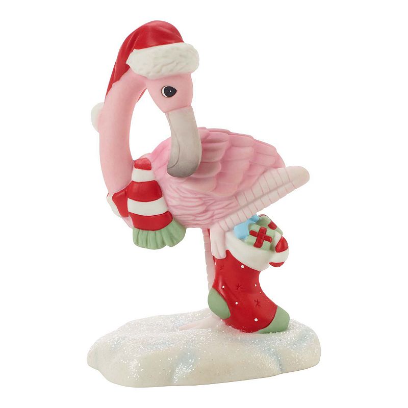 Precious Moments Flamingo Figurine Christmas Table Decor, Pink