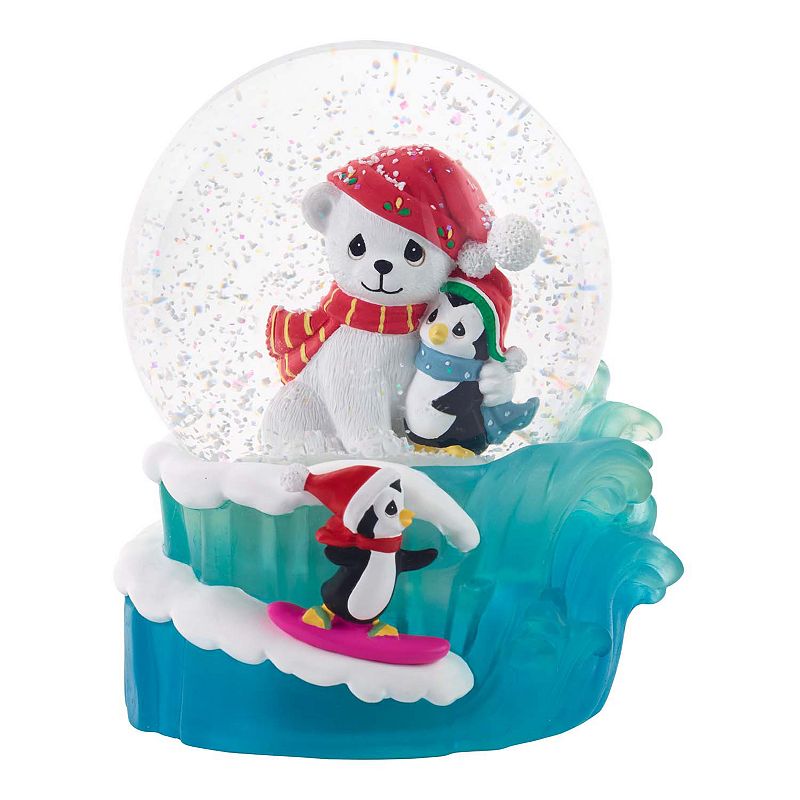 Precious Moments Penguin Hugs Christmas Musical Snow Globe, Blue