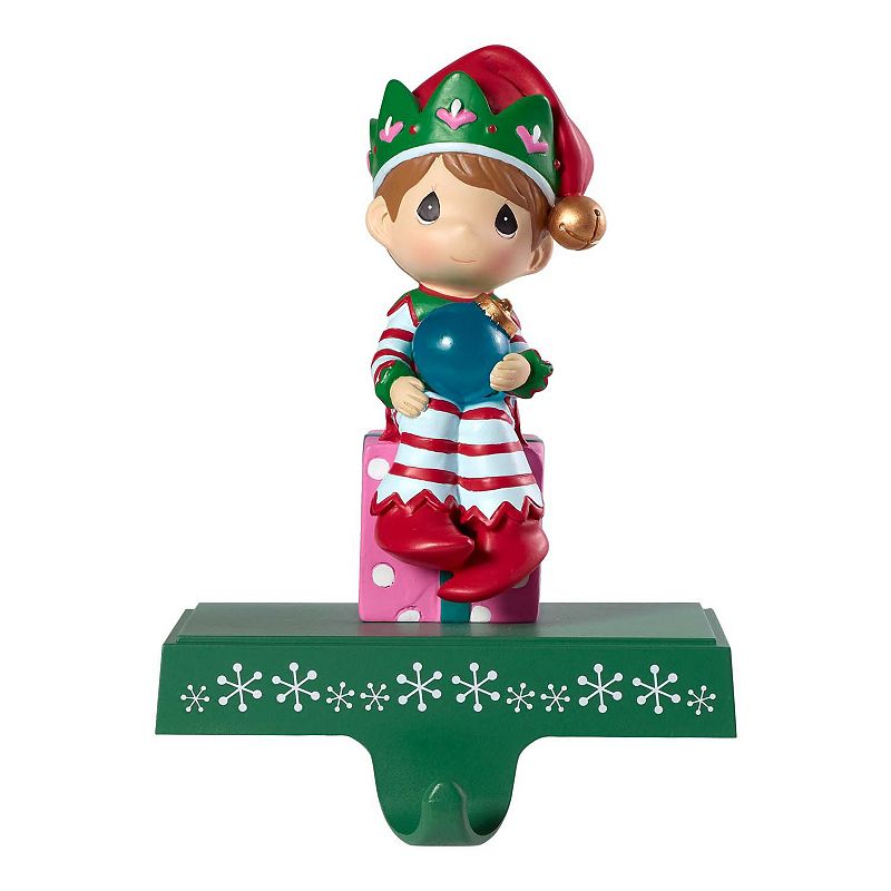 Precious Moments Elf Christmas Stocking Holder Table Decor, Green