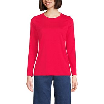 Petite Lands' End Relaxed-Fit Supima Long Sleeve Cotton Crewneck Tee