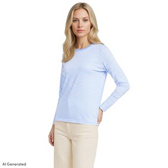 Petite Lands' End Relaxed-Fit Supima Long Sleeve Cotton Crewneck Tee