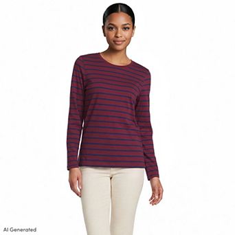 Petite Lands' End Relaxed-Fit Supima Long Sleeve Cotton Crewneck Tee