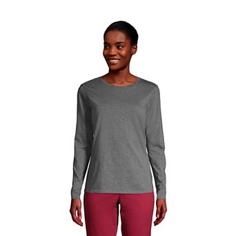 Petite Lands' End Relaxed-Fit Supima Long Sleeve Cotton Crewneck Tee