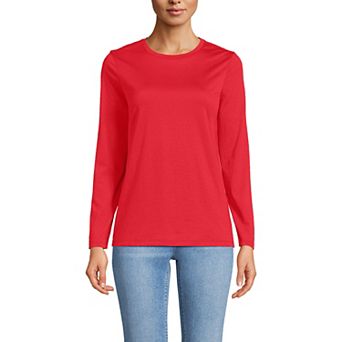 Petite Lands' End Relaxed-Fit Supima Long Sleeve Cotton Crewneck Tee