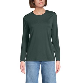 Petite Lands' End Relaxed-Fit Supima Long Sleeve Cotton Crewneck Tee