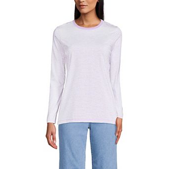 Petite Lands' End Relaxed-Fit Supima Long Sleeve Cotton Crewneck Tee
