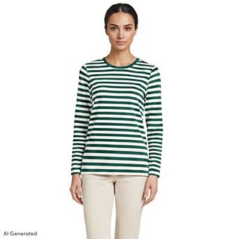 Petite Lands' End Relaxed-Fit Supima Long Sleeve Cotton Crewneck Tee