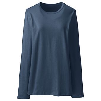 Petite Lands' End Relaxed-Fit Supima Long Sleeve Cotton Crewneck Tee
