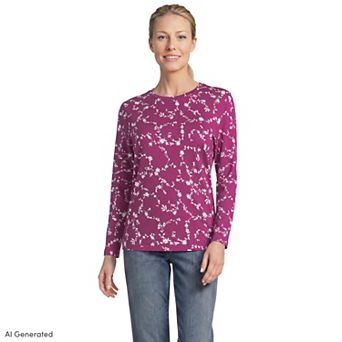 Petite Lands' End Relaxed-Fit Supima Long Sleeve Cotton Crewneck Tee