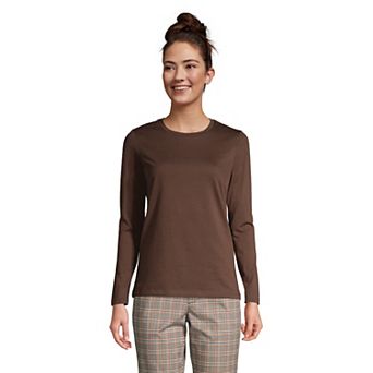 Petite Lands' End Relaxed-Fit Supima Long Sleeve Cotton Crewneck Tee