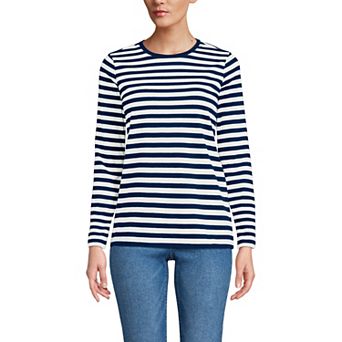 Petite Lands' End Relaxed-Fit Supima Long Sleeve Cotton Crewneck Tee