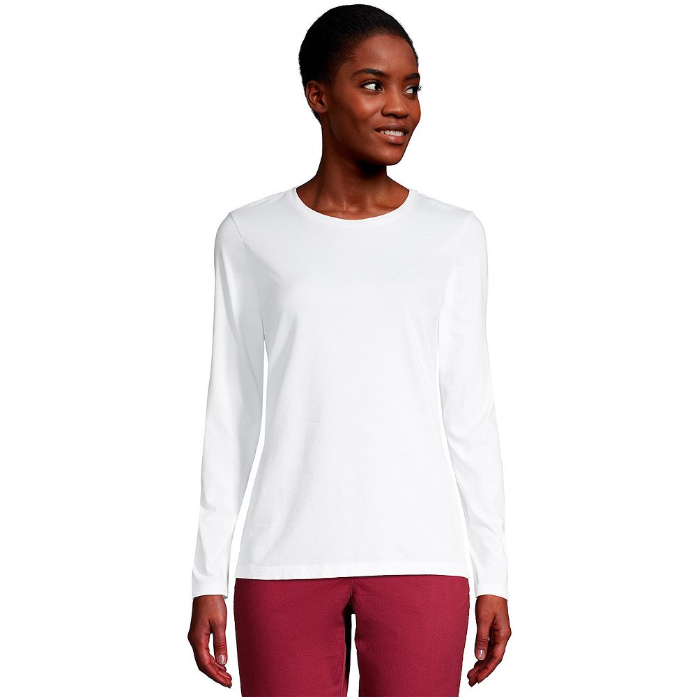 Petite Lands' End Relaxed-Fit Supima Long Sleeve Cotton Crewneck Tee