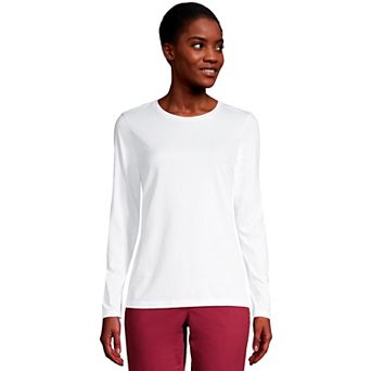 Petite Lands' End Relaxed-Fit Supima Long Sleeve Cotton Crewneck Tee