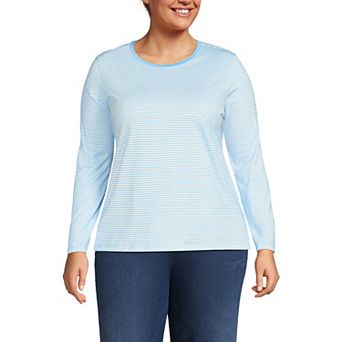 Plus Size Lands' End Long Sleeve Relaxed Supima Cotton Crewneck Tee