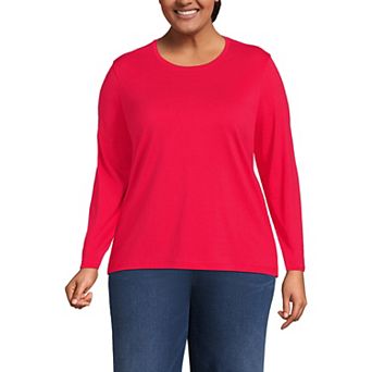 Plus Size Lands' End Long Sleeve Relaxed Supima Cotton Crewneck Tee