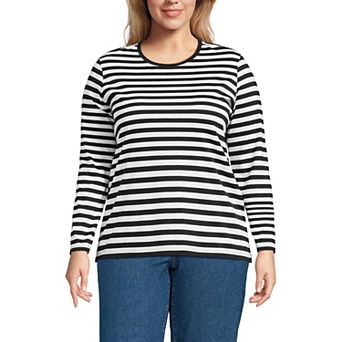 Plus Size Lands' End Long Sleeve Relaxed Supima Cotton Crewneck Tee