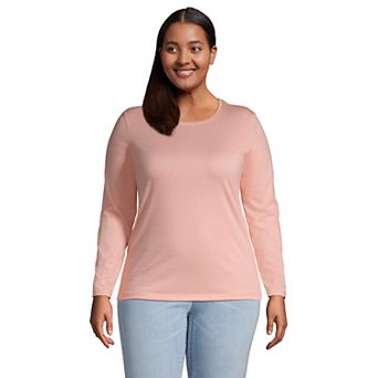Plus Size Lands' End Long Sleeve Relaxed Supima Cotton Crewneck Tee
