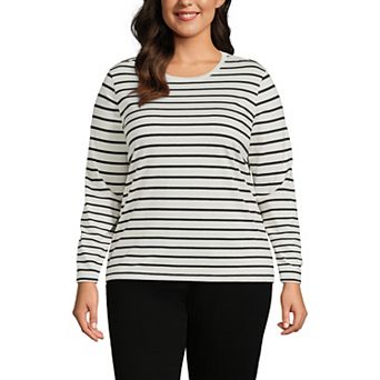 Plus Size Lands' End Long Sleeve Relaxed Supima Cotton Crewneck Tee