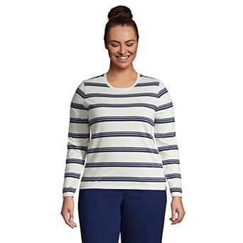 Plus Size Lands' End Long Sleeve Relaxed Supima Cotton Crewneck Tee