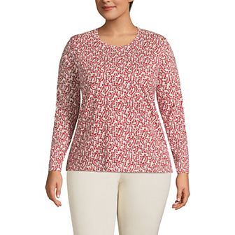 Plus Size Lands' End Long Sleeve Relaxed Supima Cotton Crewneck Tee