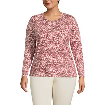 Plus Size Lands' End Long Sleeve Relaxed Supima Cotton Crewneck Tee