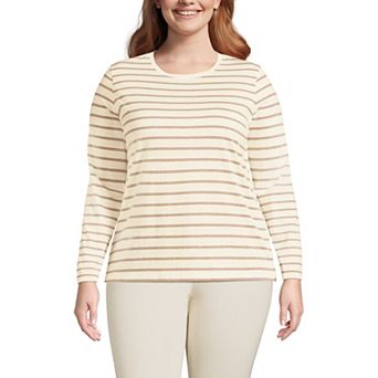 Plus Size Lands' End Long Sleeve Relaxed Supima Cotton Crewneck Tee