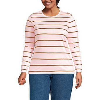 Plus Size Lands' End Long Sleeve Relaxed Supima Cotton Crewneck Tee