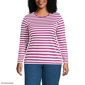 Plus Size Lands' End Long Sleeve Relaxed Supima Cotton Crewneck Tee