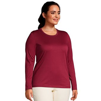 Plus Size Lands' End Long Sleeve Relaxed Supima Cotton Crewneck Tee