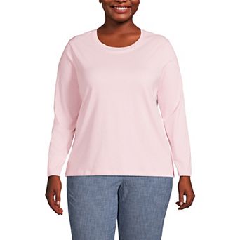 Plus Size Lands' End Long Sleeve Relaxed Supima Cotton Crewneck Tee