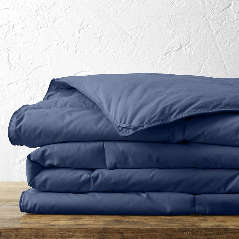 Lands End Solid Essential Pureloft Box Comforter, Dark Blue, Twin