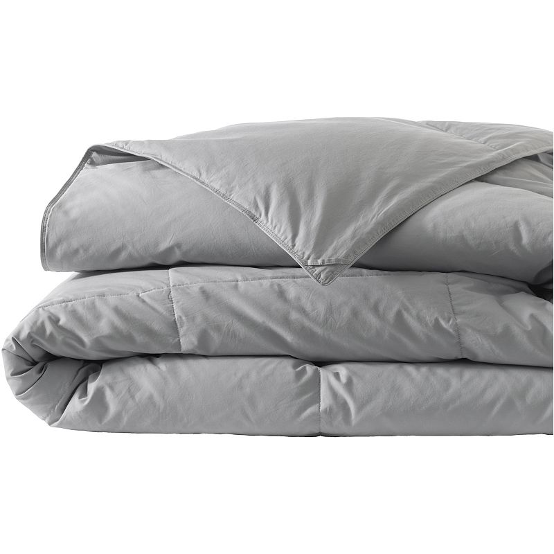 Lands End Solid Essential Pureloft Box Comforter, Dark Grey, Full/Queen