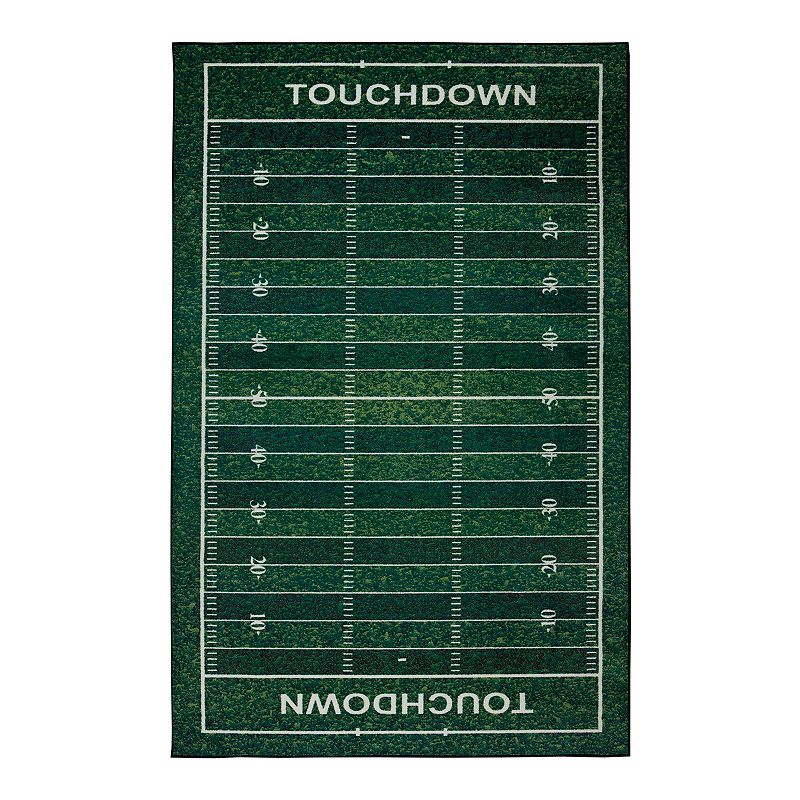 Mohawk Home Kids Interactive Prismatic Football Field Rug, Green, 8X10 Ft