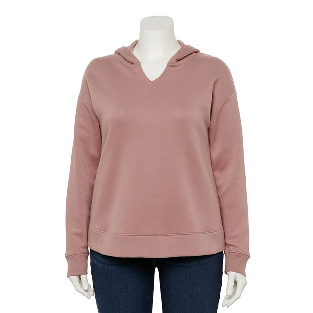 Plus Size EVRI Split Neck Hoodie