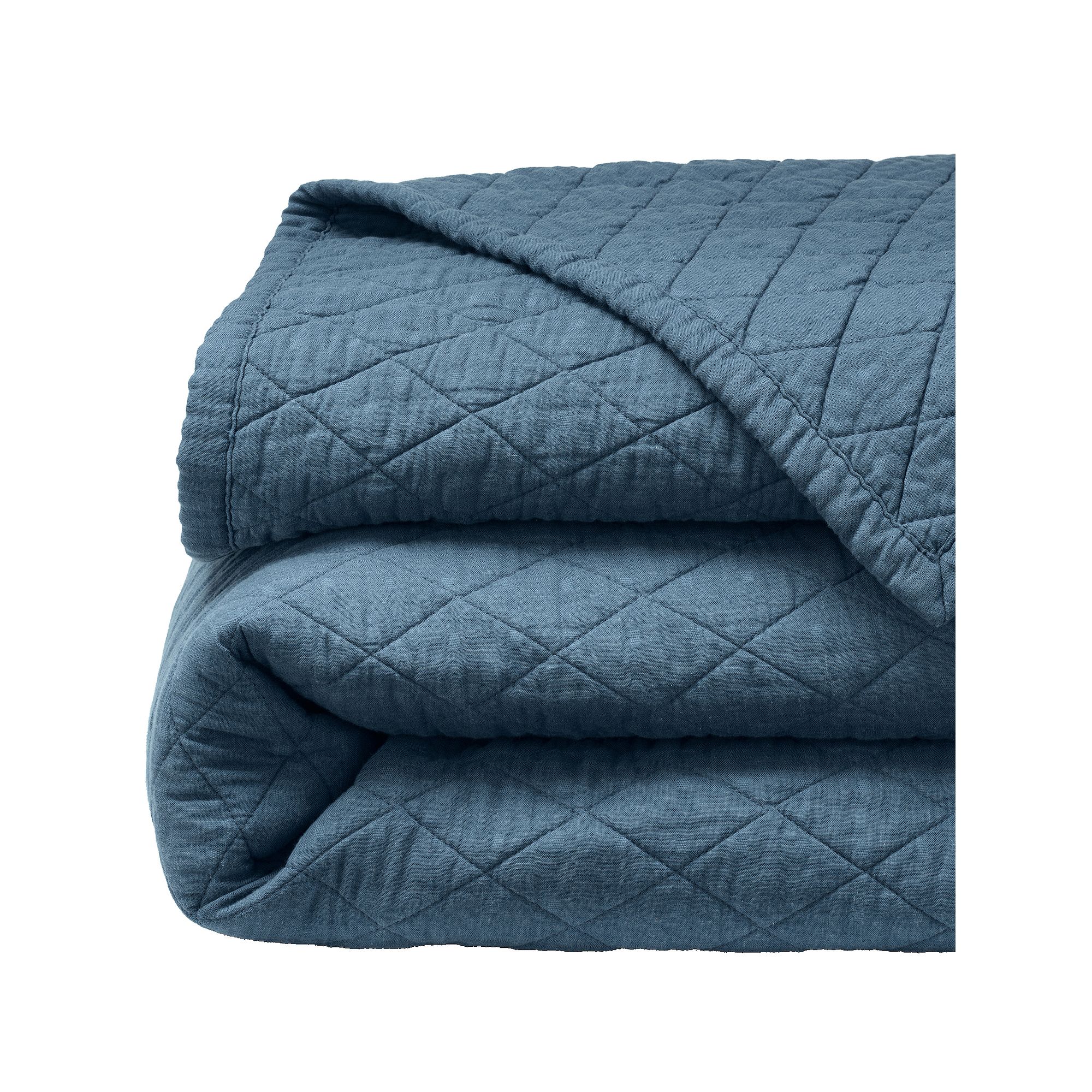 Lands End Solid Diamond Double Voile Quilt, Bering  Blue