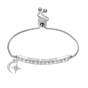 Brilliance Silver Plated "Shine Bright" Charm Bracelet