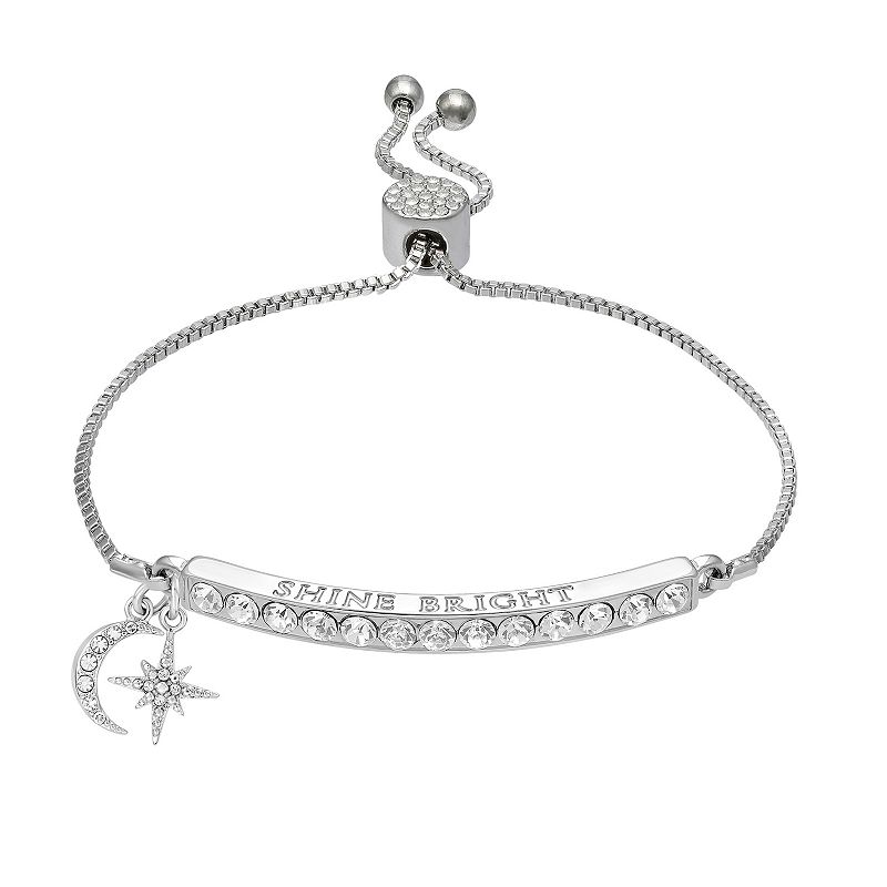 Brilliance Silver Plated Shine Bright Charm Bracelet, Womens, Size: 7
