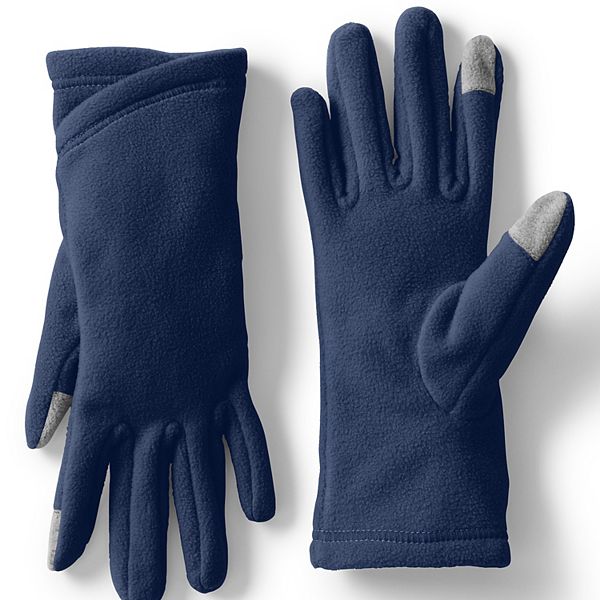 Women's Lands' End Fleece Winter Touchscreen-Compatible Gloves - Deep Sea Navy (SMALL)