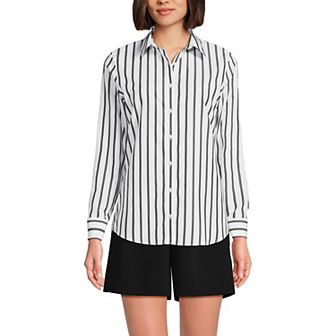 Women's Lands' End No-Iron Long Sleeve Supima Cotton Shirt