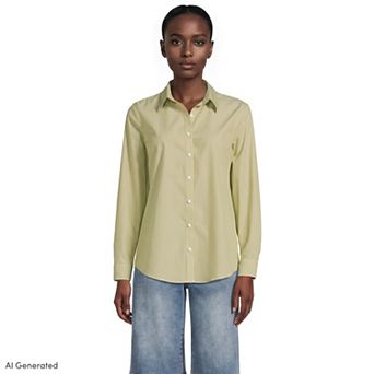 Women's Lands' End No-Iron Long Sleeve Supima Cotton Shirt