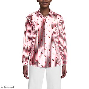 Women's Lands' End No-Iron Long Sleeve Supima Cotton Shirt