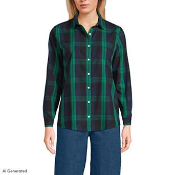 Women's Lands' End No-Iron Long Sleeve Supima Cotton Shirt