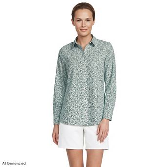Women's Lands' End No-Iron Long Sleeve Supima Cotton Shirt