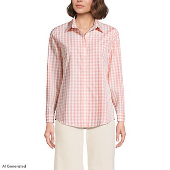 Women's Lands' End No-Iron Long Sleeve Supima Cotton Shirt