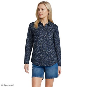 Women's Lands' End No-Iron Long Sleeve Supima Cotton Shirt