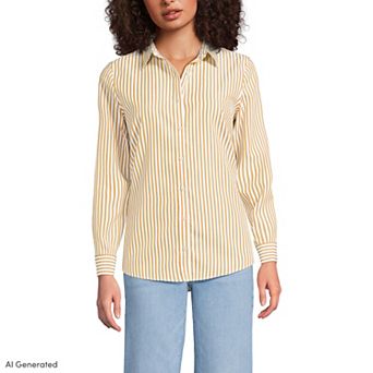 Women's Lands' End No-Iron Long Sleeve Supima Cotton Shirt