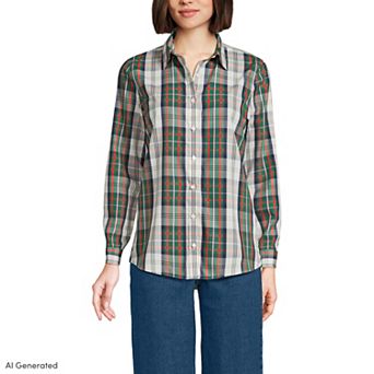Women's Lands' End No-Iron Long Sleeve Supima Cotton Shirt