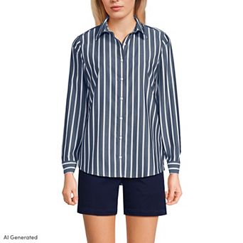 Women's Lands' End No-Iron Long Sleeve Supima Cotton Shirt