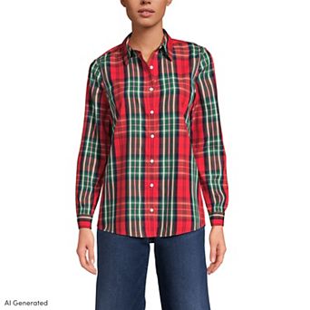Women's Lands' End No-Iron Long Sleeve Supima Cotton Shirt