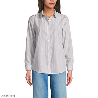 Women's Lands' End No-Iron Long Sleeve Supima Cotton Shirt